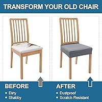 Vista 7 de smiry Fundas de asiento impermeables para sillas de comedor, juego de 4, fundas elásticas de jacquard extraíbles y lavables, sin fundas traseras