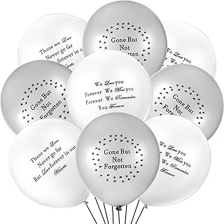 60 Pieces Memorial Balloons Funeral Remembrance Balloons Personalizable Funeral Balloons for Death and Funeral, White and Silver