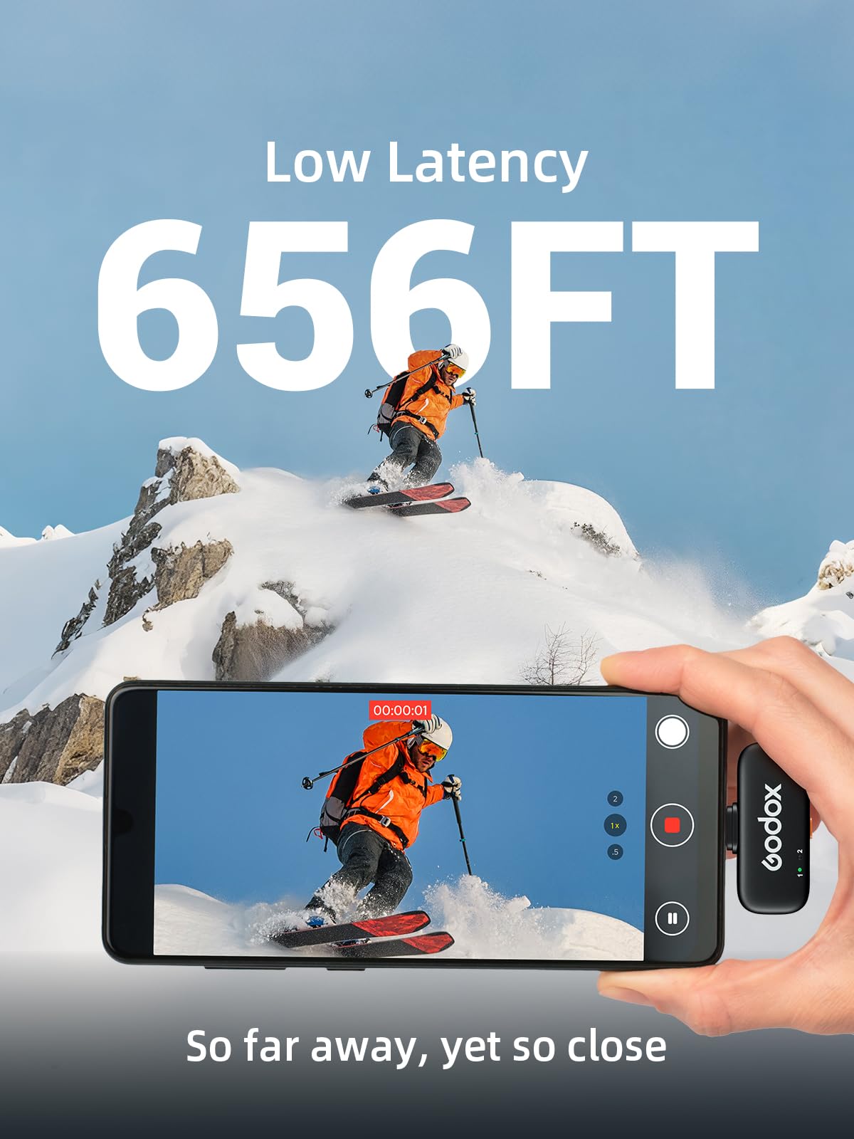 Godox C01 Kit2 Drahtloses Lavalier Mikrofon für iPhone 15/16 & Android, USB C, Intelligente Lärmreduzierung, 48kHz/24bit Audio & 200m Reichweite – für Vlogging, Live Streaming, Interviews