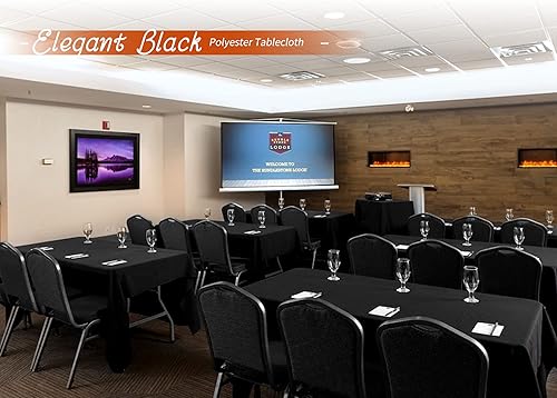 Miniatura 5 de Paquete de 10 manteles rectangulares negros para mesas rectangulares de 8 pies de 60 x 126 pulgadas, manteles negros de 8 pies, tela de lino y