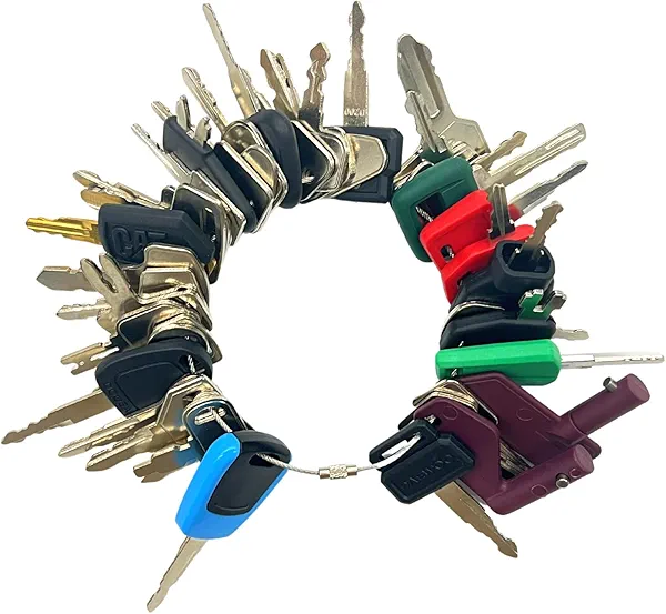 42 Heavy Equipment Keys Master Set, Construction Machine Operator Ignition Key Set for Caterpillar Bobcat JD Case JLG JCB Volvo Hyster Ford New Holland Yanmar Takeuchi Kubota Komatsu Toyota Hitachi