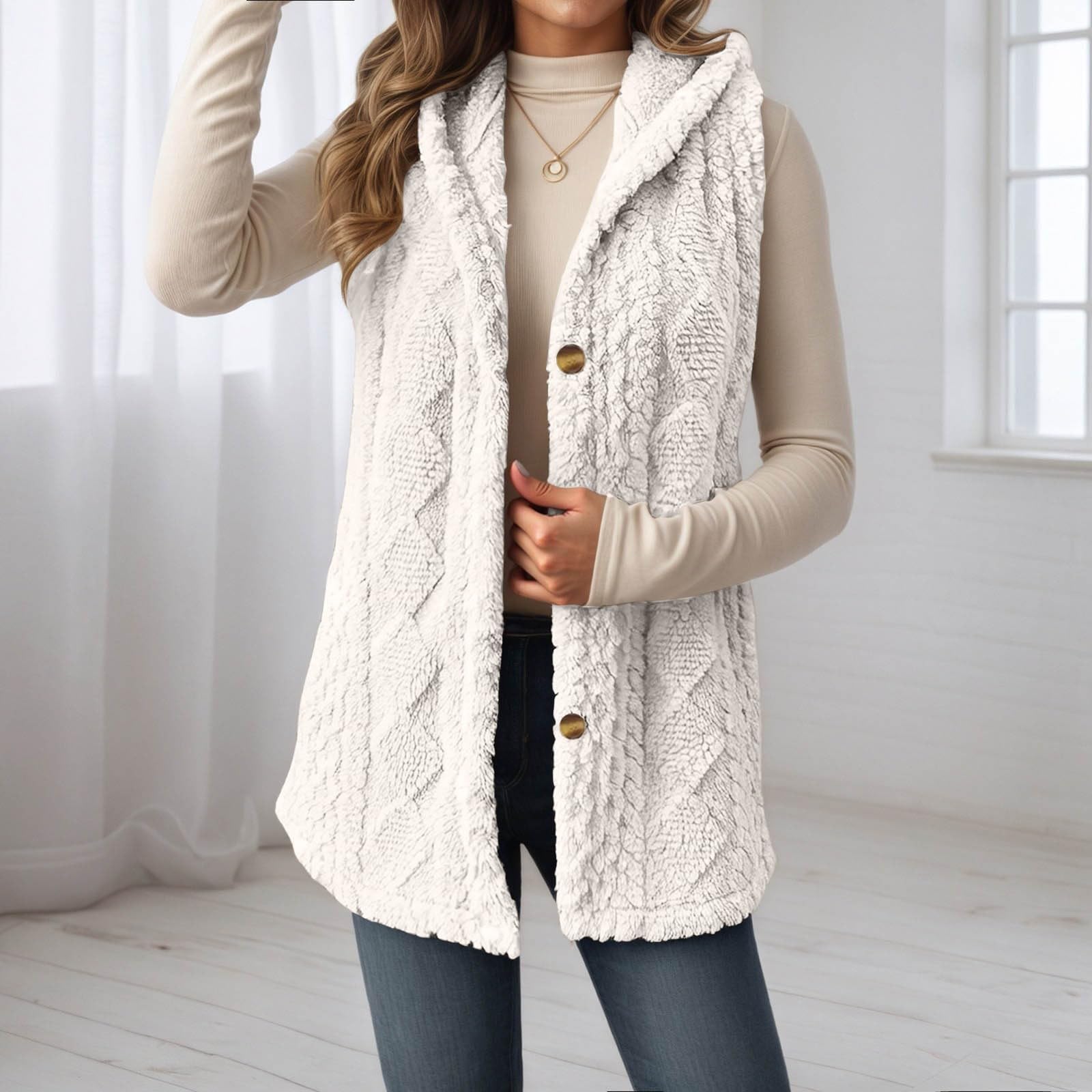Chaqueta tipo cárdigan reversible de polar con capucha y cremallera frontal, suave, para otoño e invierno, informal.