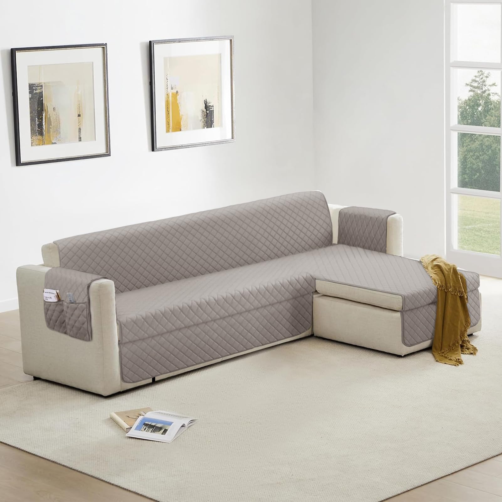 Protege canape griffe chat impermeable et reversible gris