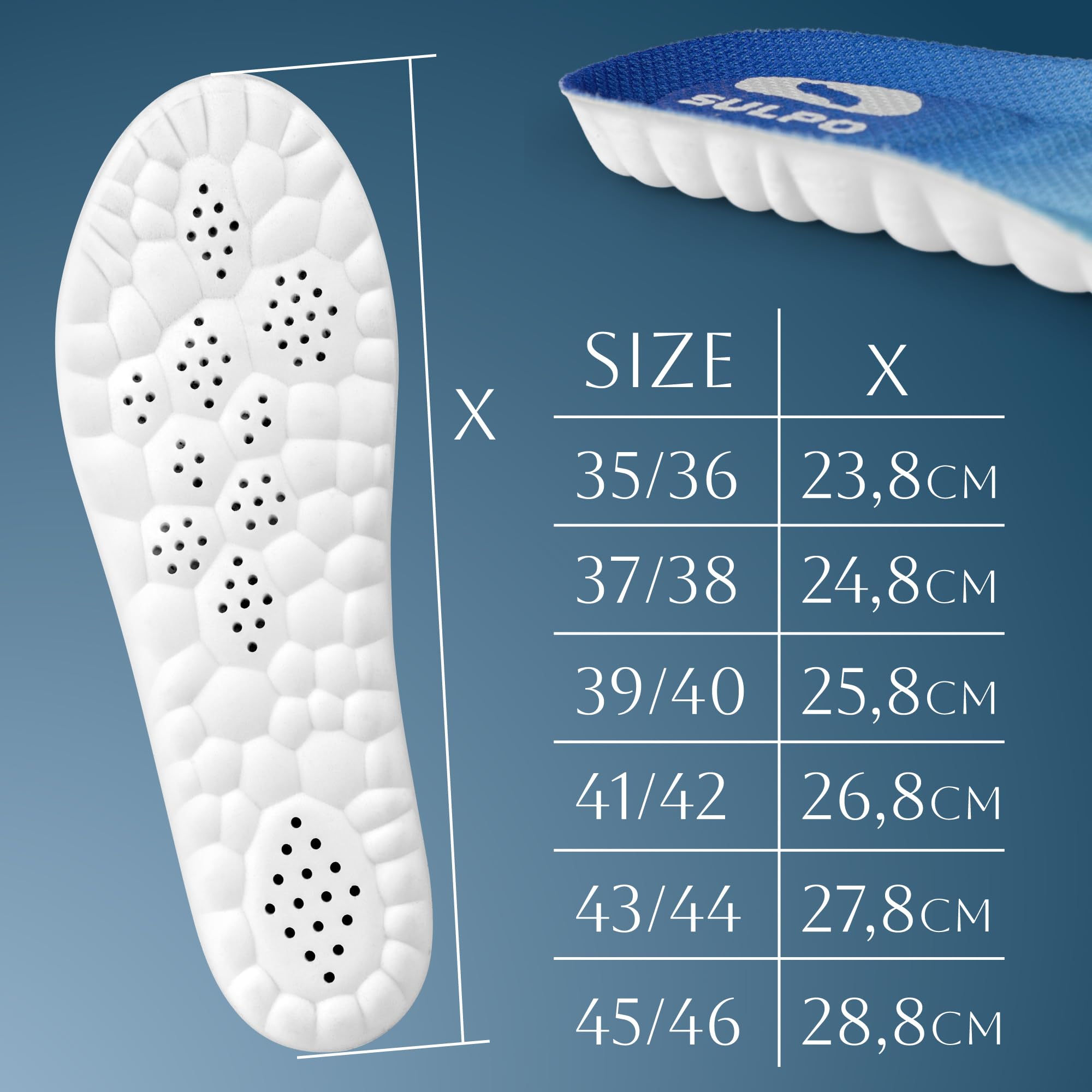SULPO Cloud 2.0 Komfortowe wkładki do butów - Supermiękkie wkładki z pianki idealne do sportu - Ultralight Insoles - Amortyzujące wstrząsy - Oddychające - 37-38 EU / 1 para