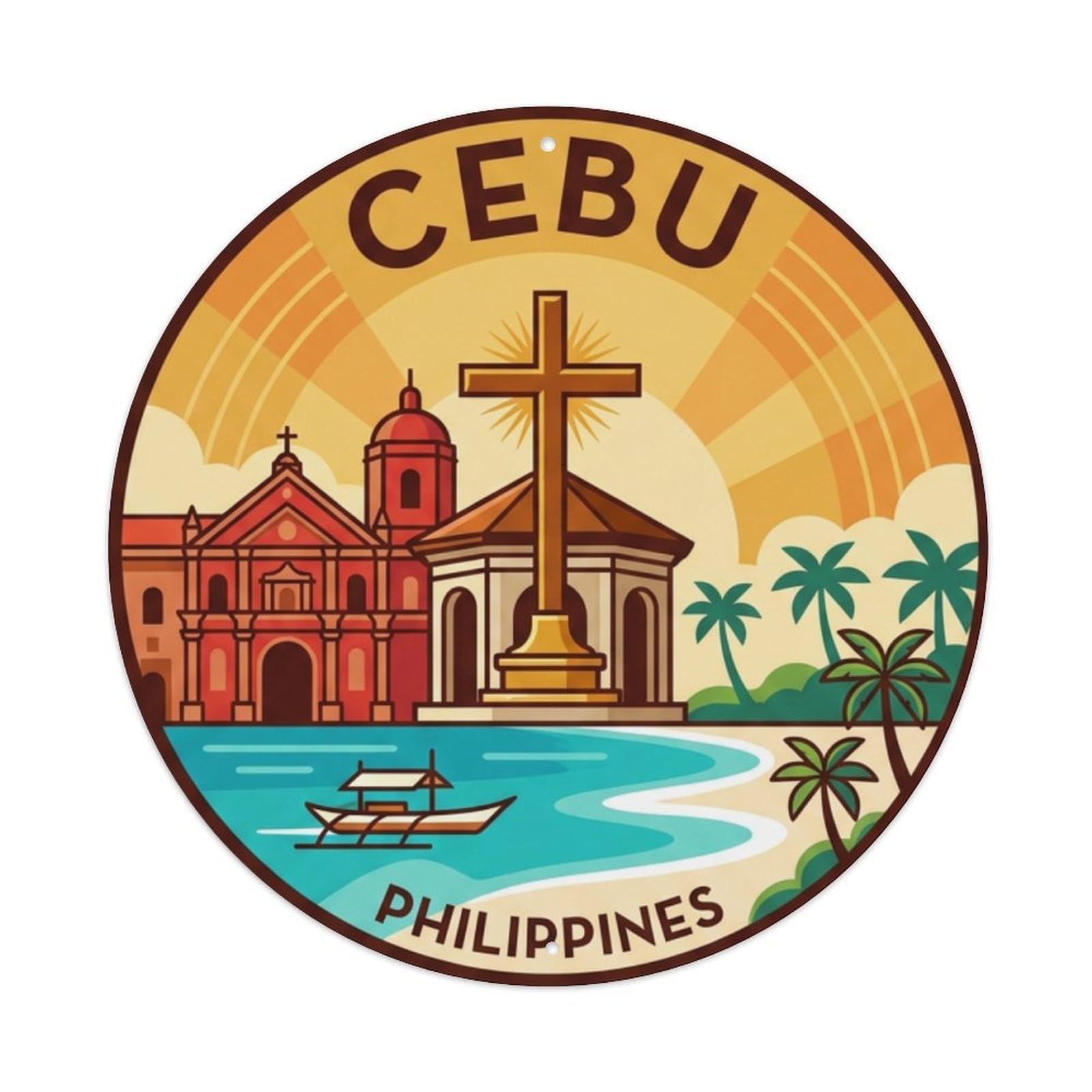 Retro Travel Philippines Cebu Metal Tin Sign