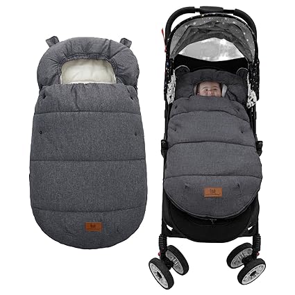 Warm Bunting Bag Universal Bear Ear,Stroller Sleeping Bag Cold Weather,Waterproof Toddler Footmuff (Black)