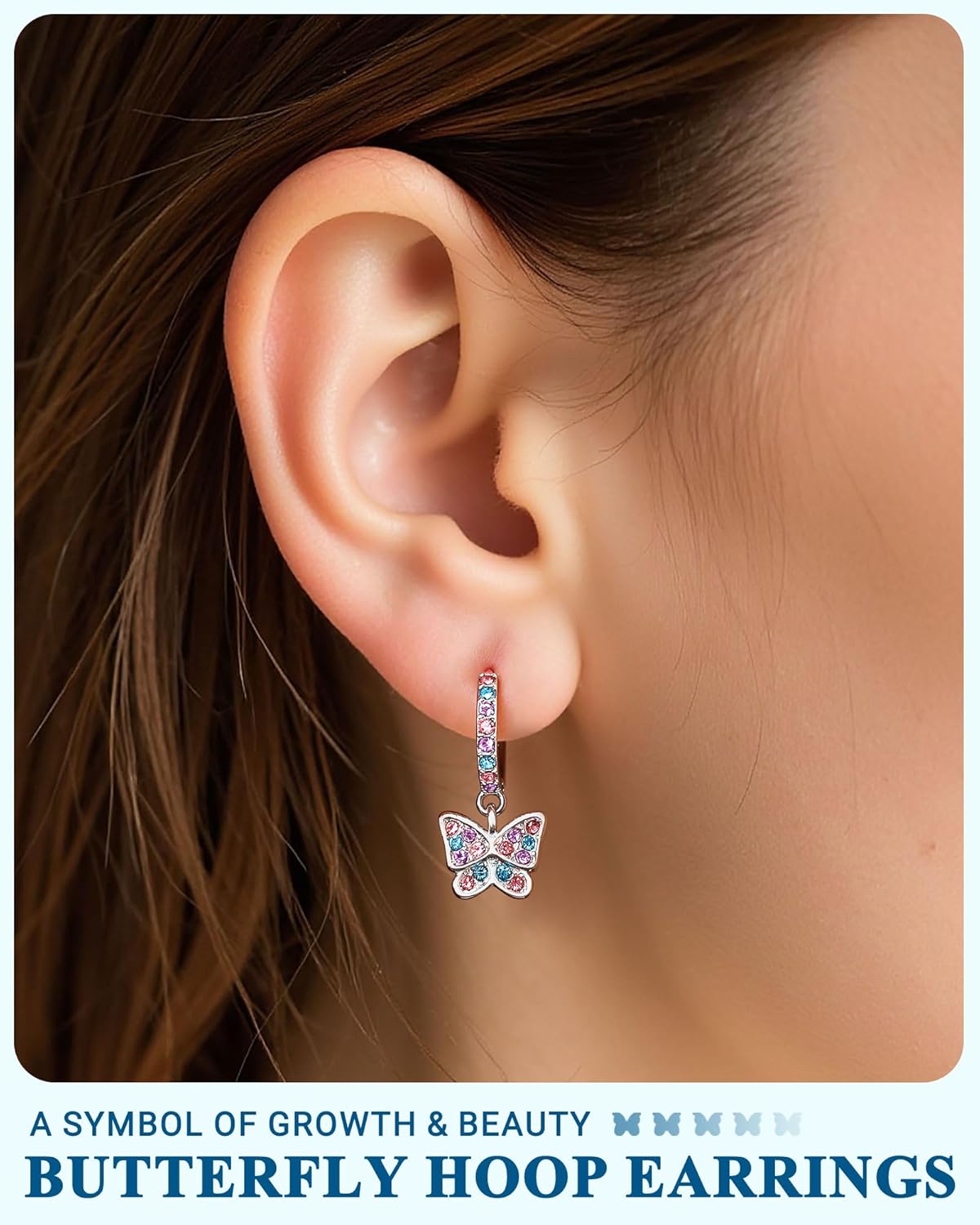 Hypoallergenic Butterfly Hoop Earrings for Granddaughter/Daughter - Birthday Christmas Graduation Valentines Day Gifts - Image 2