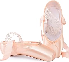 Soudittur Scarpette da Danza Classica Punte Pointe Balletto Scarpe da Ballo Comprende Scarpette salvapunte e Nastri per Donna e Ragazza S003 (Suggerisci Seleziona Una Taglia più Grande)