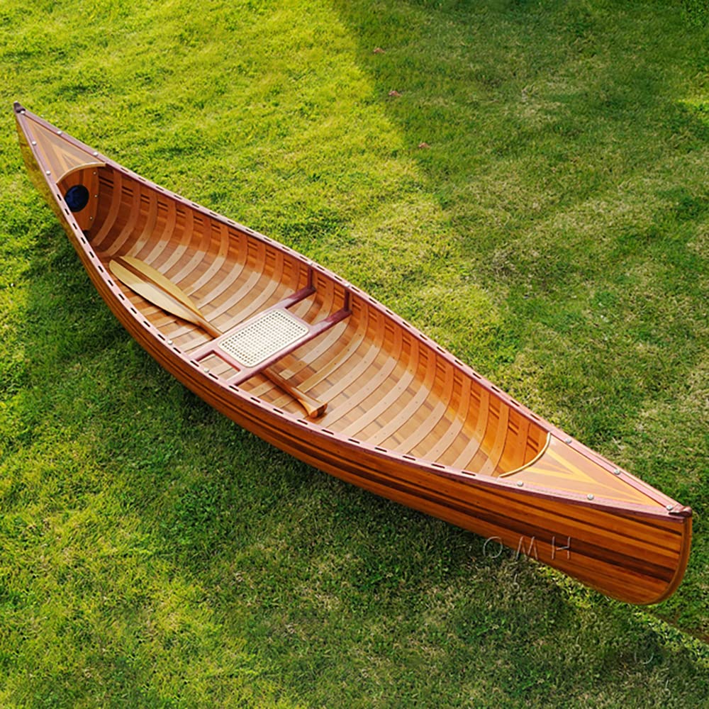 Wooden Canoe with Ribs Curved Bow, 10-Feet, Natural Wood for Display