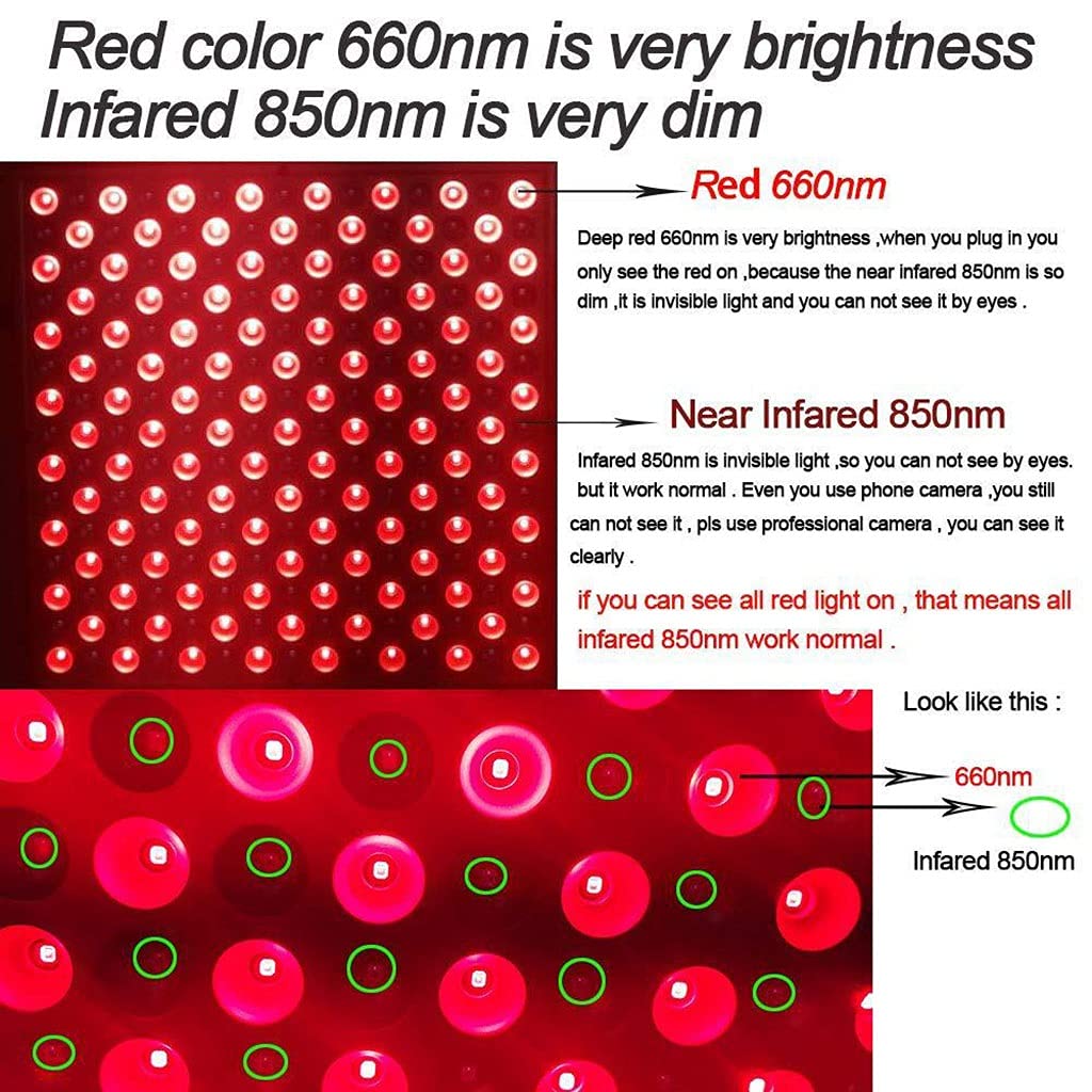 45W LED Terapia de Luz Roja, Panel de Luz Roja 660nm Rojo 850nm Infrarrojo Cercano Dispositivo de Terapia de Luz para Músculo Piel, Alivio del Dolor