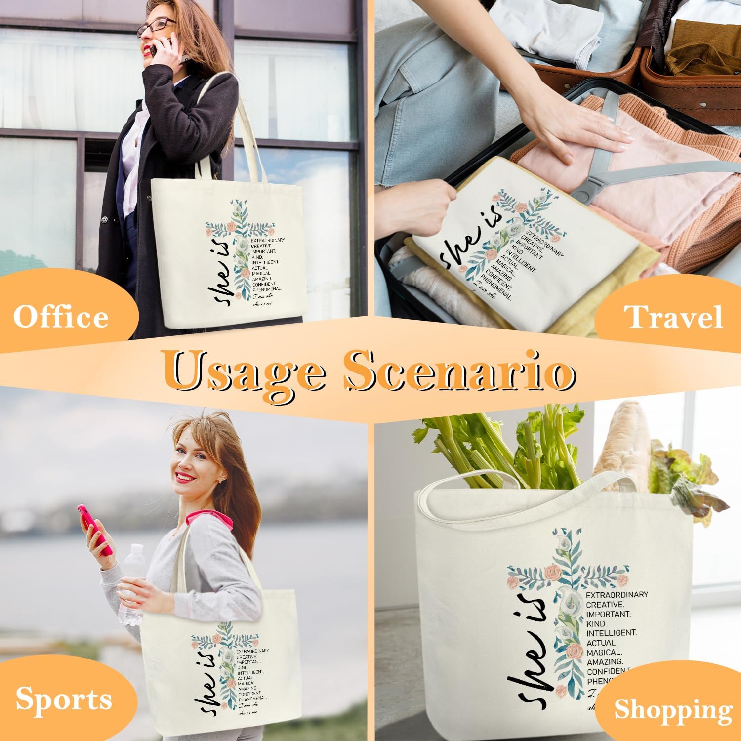 Aesthetic Canvas Tote Bag for Women Gift - Christian - Image 5