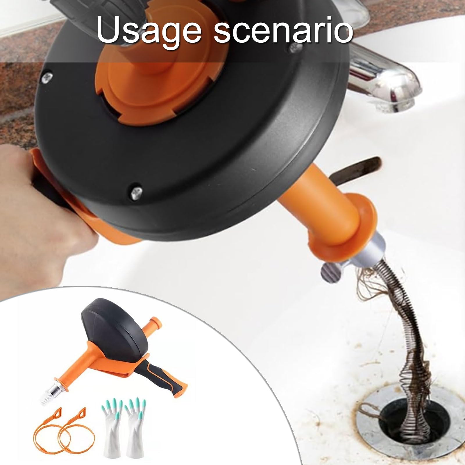 Limpiador de desagües manual y eléctrico con resorte de acero para fregadero de cocina, baño, inodoro, eliminación de obstrucciones, mango ergonómico