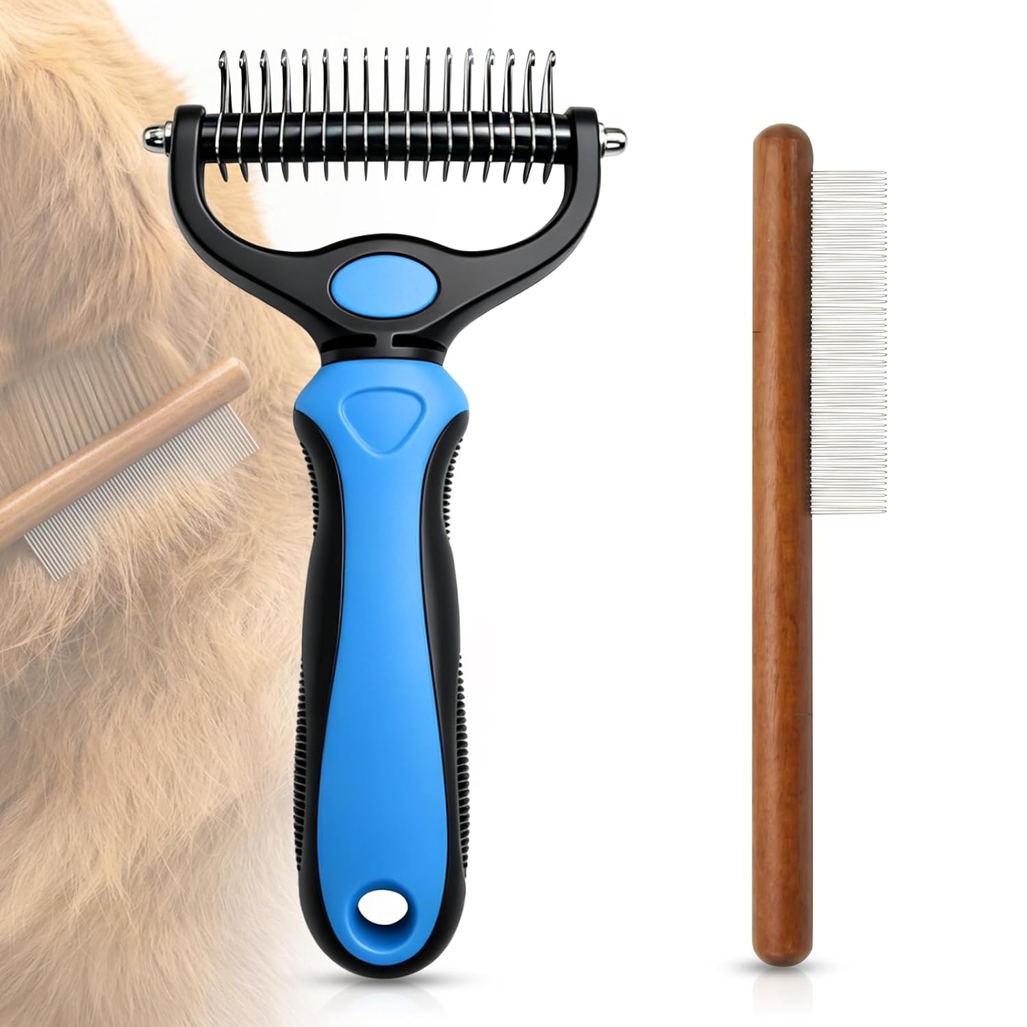 Pet Pro Grooming Tool – 2-in-1 Deshedding Brush for Dogs and Cats