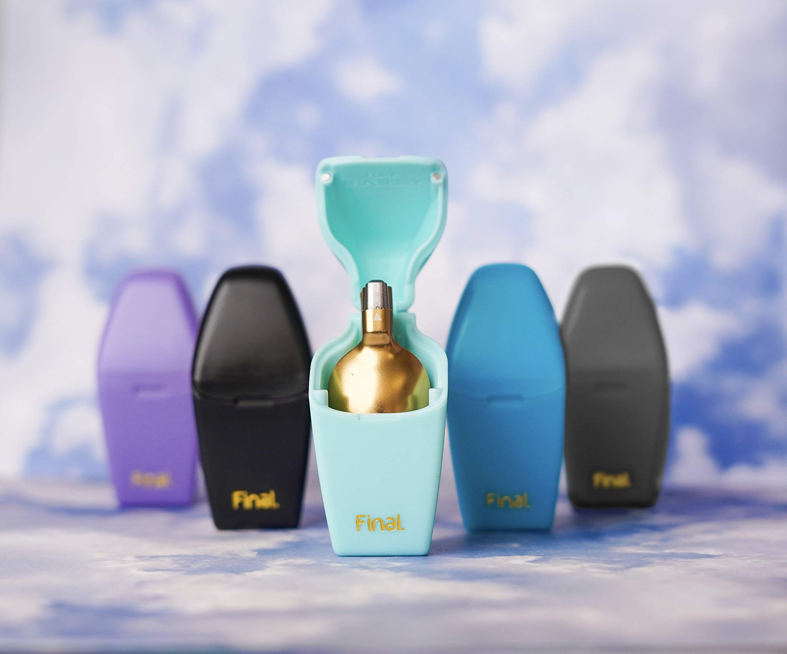 FinalSpork zusammenklappbarer, wiederverwendbarer Metall-Göffel mit Reiseetui | Taschenformat | Edelstahl & Platin-Silikon | Umweltfreundlich | Porpoise-Ful Purple Case Rainbow Göffel