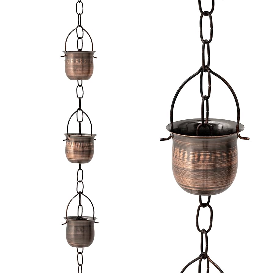 Amazon.com : Glitzhome 8.5ft Rain Chain for Gutters 15-Piece