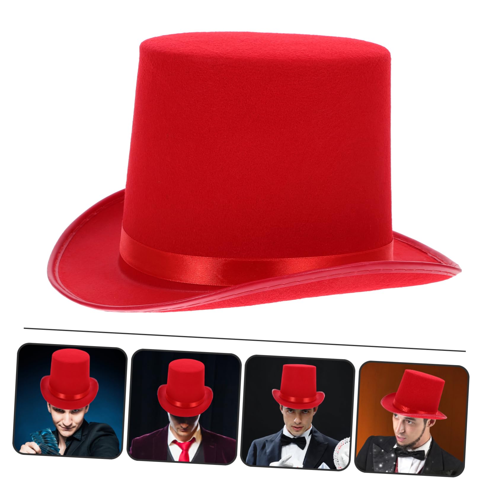 BESPORTBLE Vestire i Cappelli Berretto Fedora Falso Barra Cappello a Tricorno Costume Cappello Pieghevole Da Mago Maghi Accessori Tradizionale Cosplay Cappelli Da Festa Adulti Malvagio Rosso