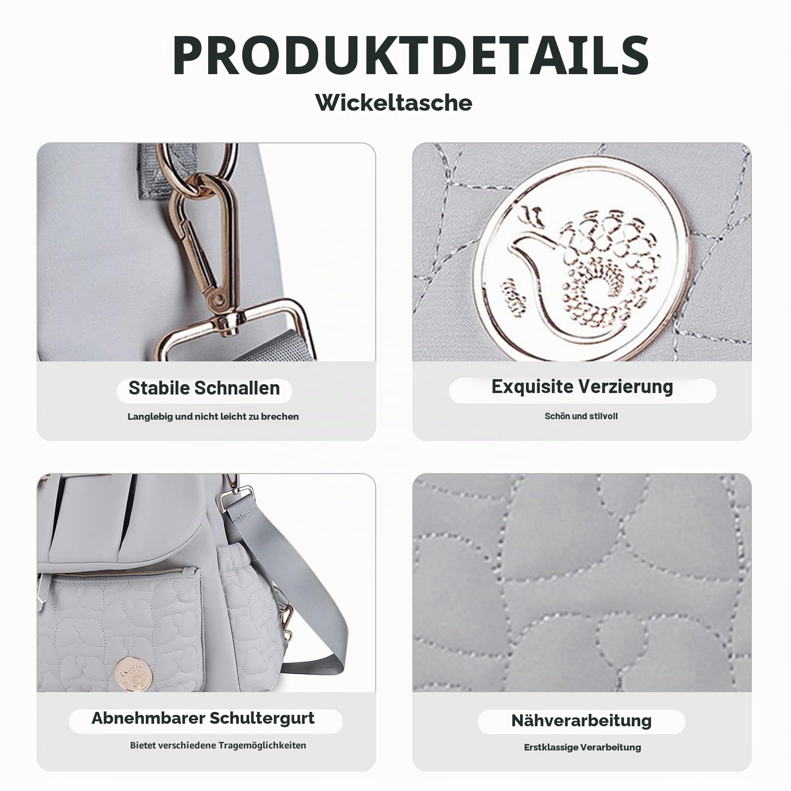 SONARIN Stilvoll Wasserdicht Baby Wickelrucksack Wickeltasche,Multifunktionale Große Kapazität Babytasche Tragbare Reise Wickeltasche Rucksack mit Wickelunterlage & Schultergurte(Grau)