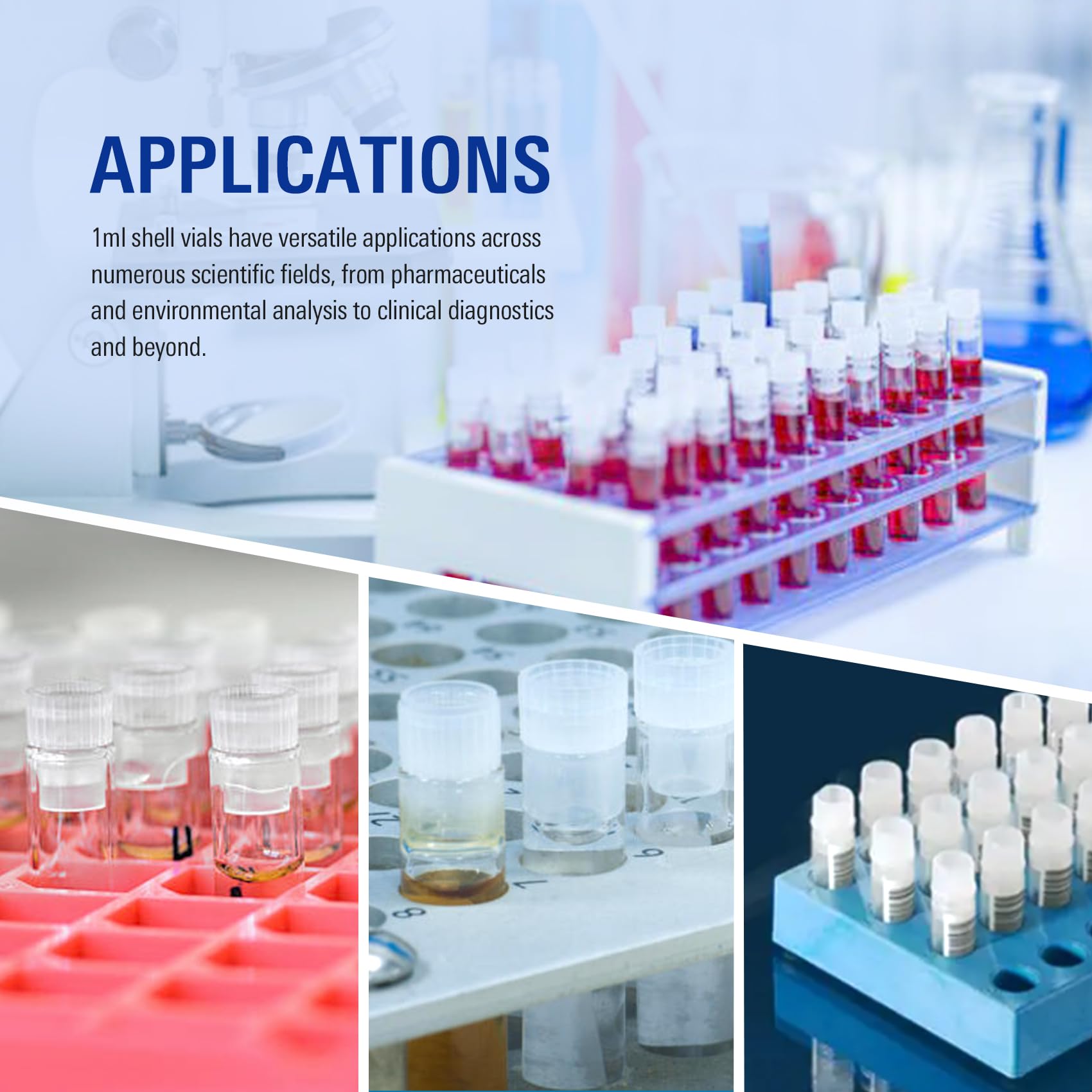 Amazon | ALWSCI シェル小瓶 1ml フラットベース クリアガラス 8x40mm