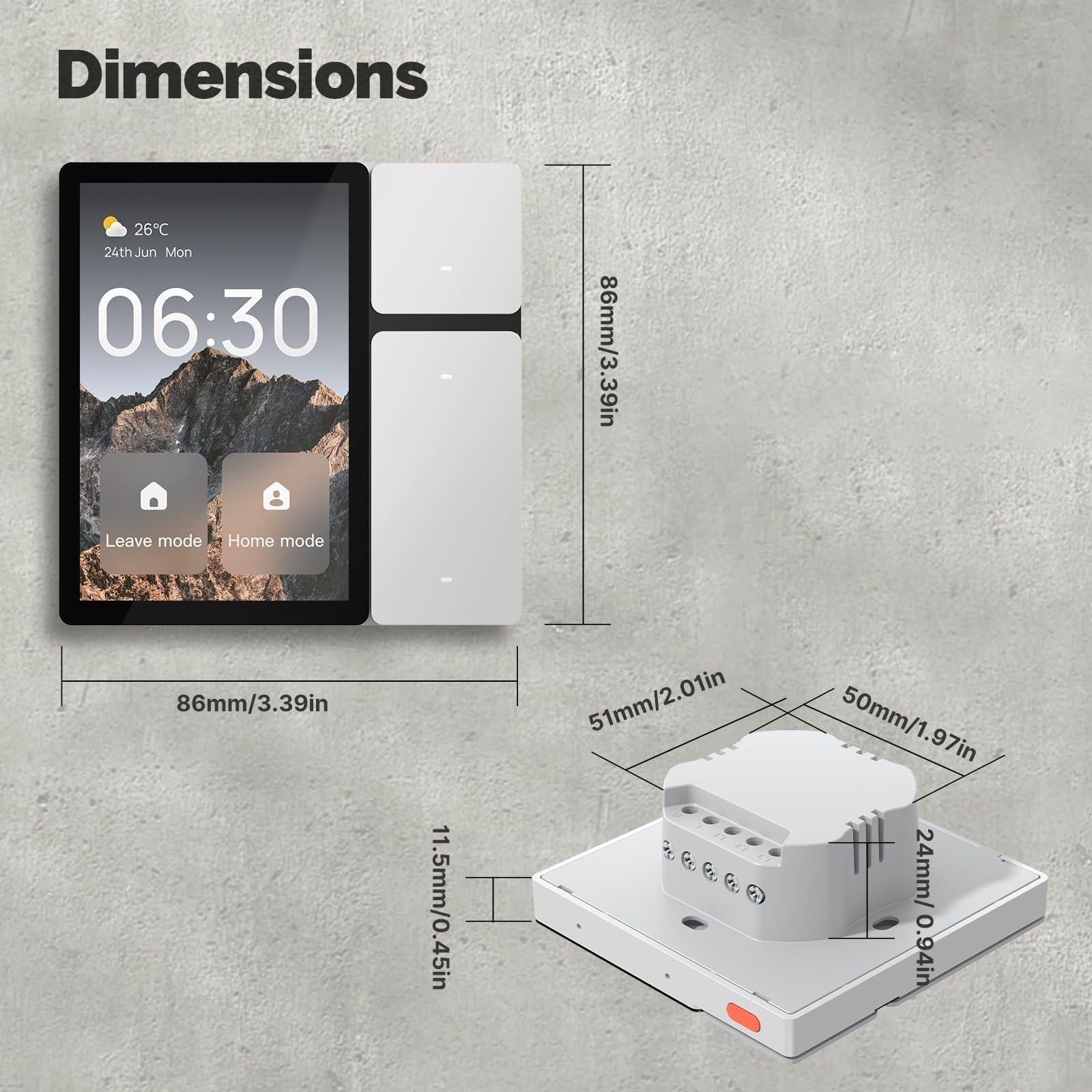 Smart Control Panel, für MOES 3,5 Zoll Bildschirm mit 3 Relais, 3 physischen Tasten, GFF Acitive Touch, integrierte Infrarot-Fernbedienung und einstellbare Glühwürmchen-Anzeige