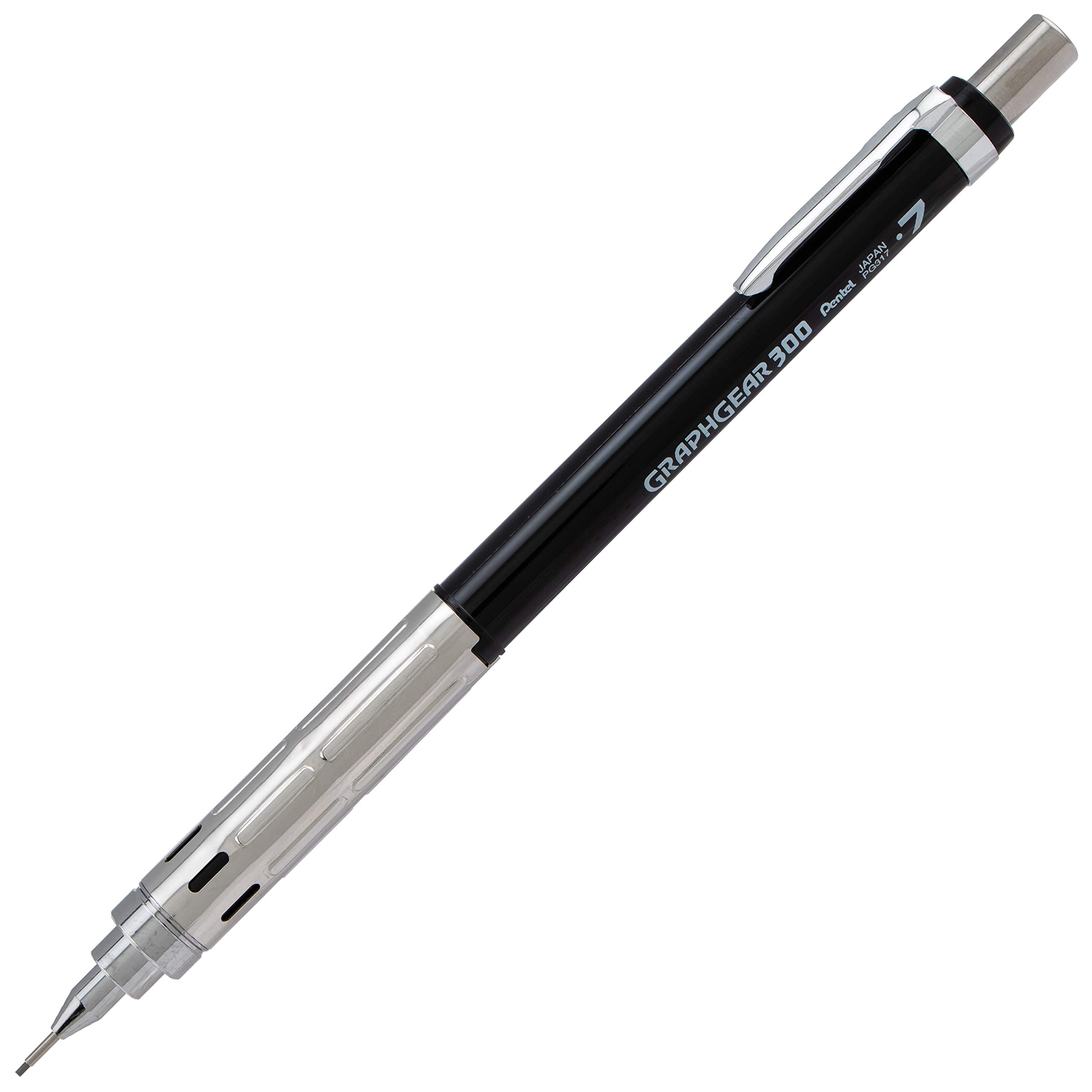Pentel GraphGear 300 Porte-mines, boîte de 12 crayons, noir, 0,7 mm