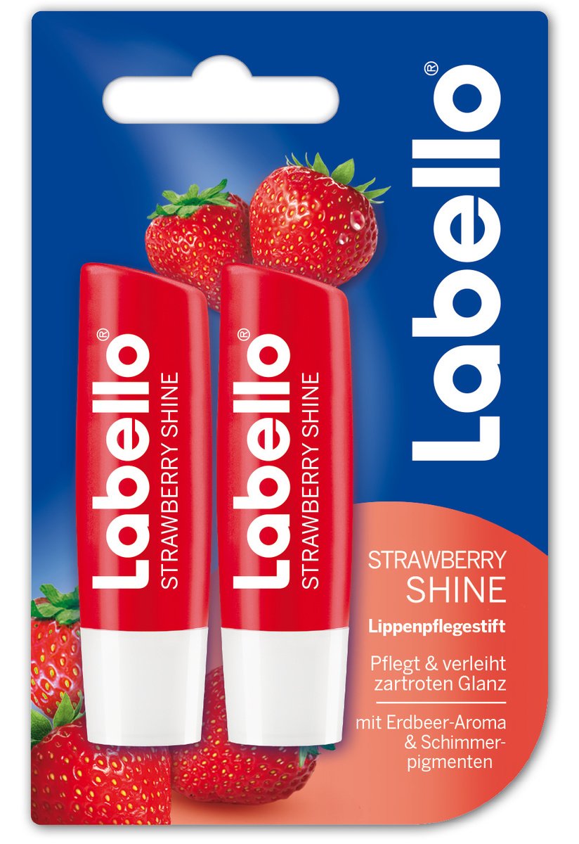 Cuidado de los labios Labello fresa Shine, 6er Pack (6 x 10 ml)
