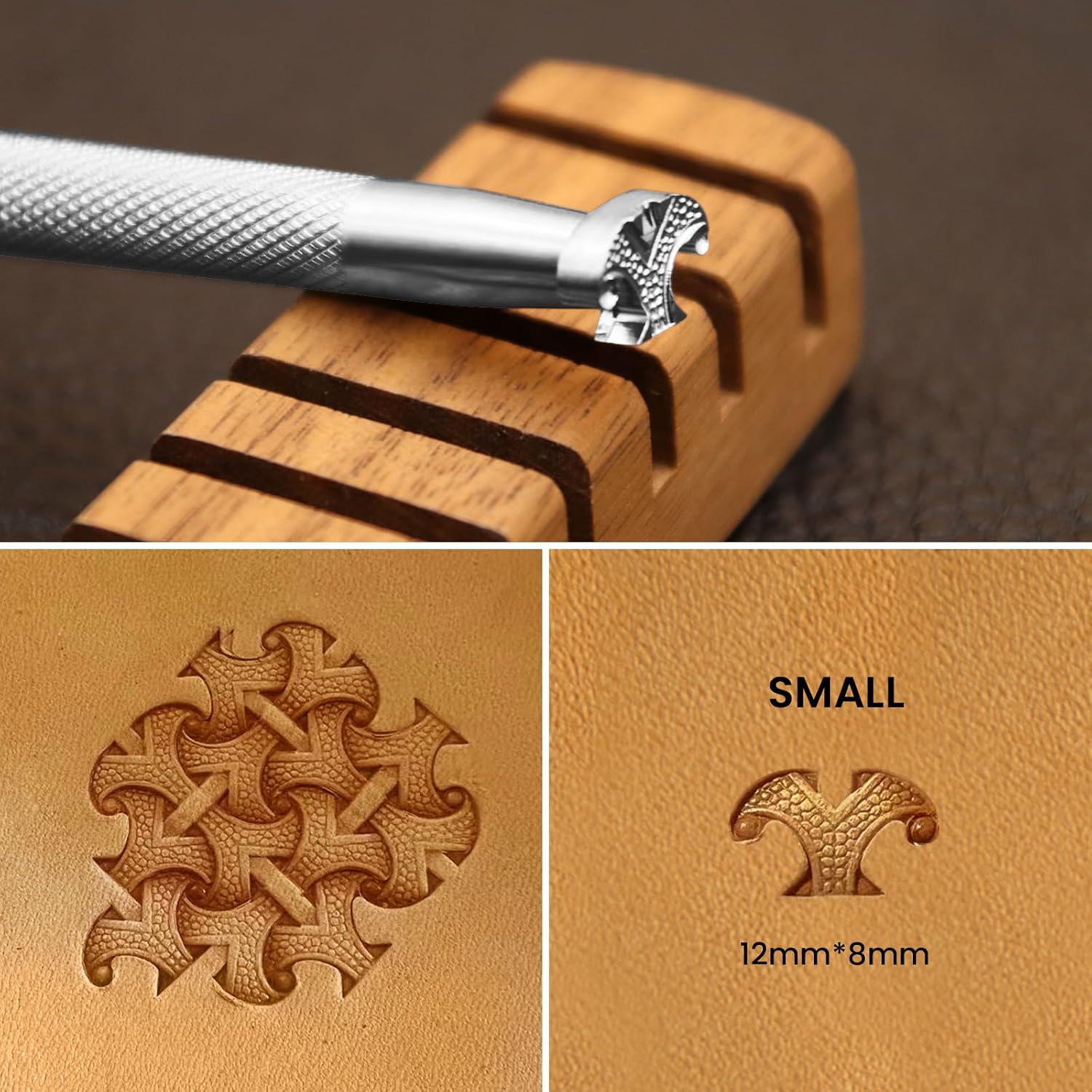 Armor Patten Leather Stamp Traditional Geometric Leathercraft Stamping Tool 304 Stainless Steel Carving for DIY Crafttool (12mm*8mm)