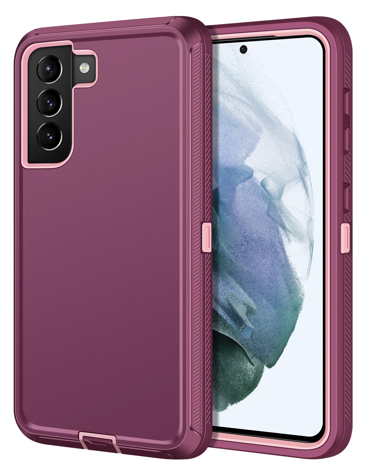 CHEERINGARY for Samsung Galaxy S21 Plus Case Protective Shockproof Heavy Duty Anti-Scratch Cover for Men Women Full Body Protection Anti-Slip Case for Samsung Galaxy S21 Plus S21+ 6.7 inch Wine Red