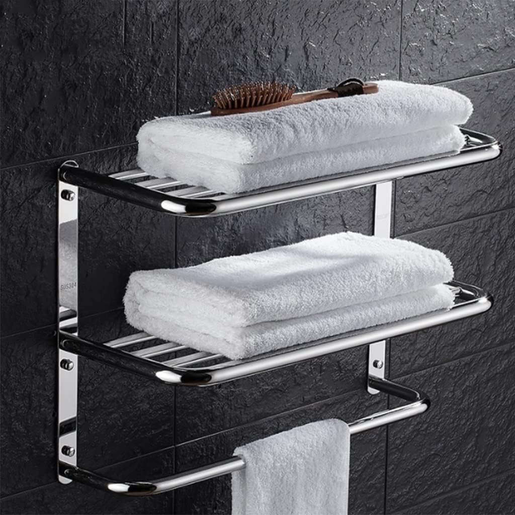 Towel Rails Hotel Towel Rack, 3 Layer Bathroom Storage Shelf Toilet Rack Stainless Steel Towel Rack Hardware Towel Holder Towel Racks/Silver/470Mm The New