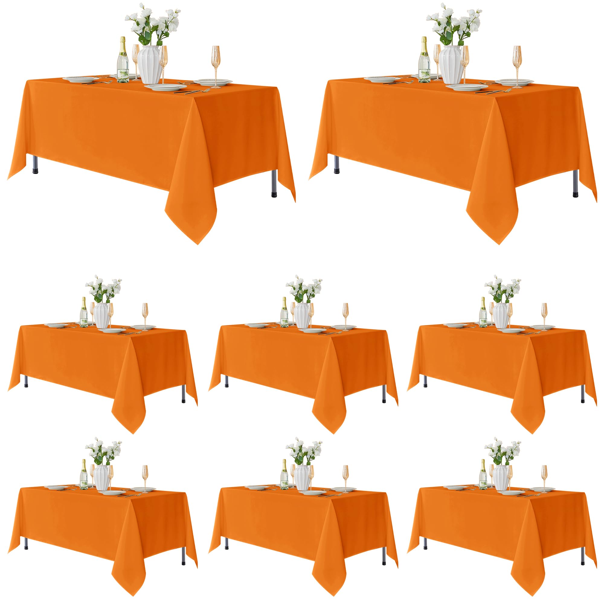 Fitable 8 Pack Orange Tablecloths 70x108 Inch for 6 Ft Rectangle Tables