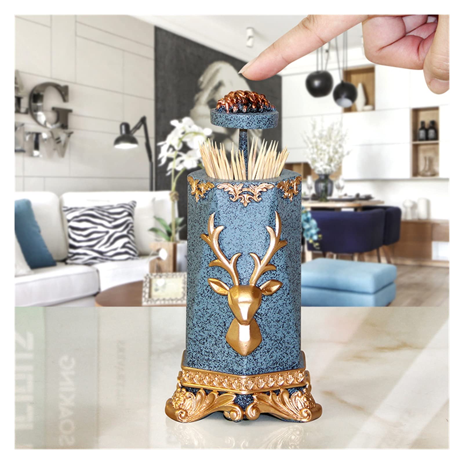 GHKsdgET toothpick holder, Vintage Portable Toothpick Holder Home Living Room Cotton Swab Boxes Storage Tank