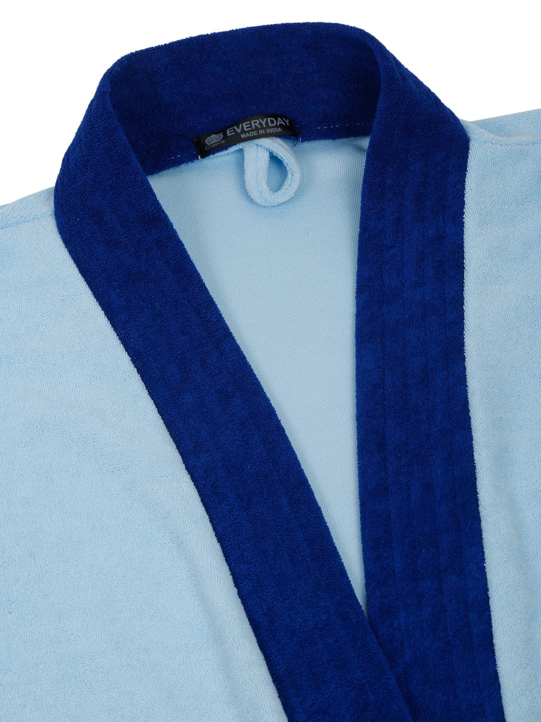 CREEVA Everyday Terry Cotton Unisex Bathrobe Collection With kimono collar and 1 Pocket,Half Sleeve Bath Robe Super Soft Light Weight - Ocean Blue & Turkish - Image 6 thumbnail