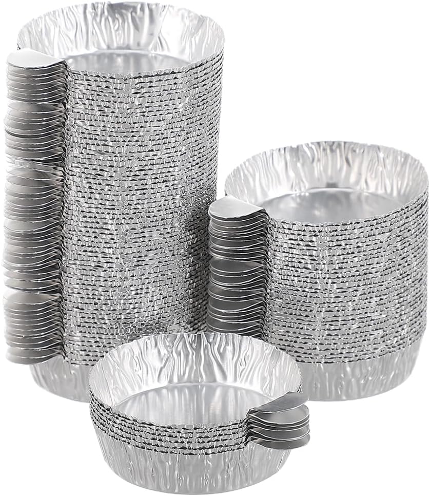 HOMSFOU Aluminum Foil Weighing Dishes 50 pack Sample Weighing Trays for Microbalances Thermal Analysis Pharmaceutical Use Disposable Stackable Lab Dishes 1.96 X 1.96 X 0.55 in