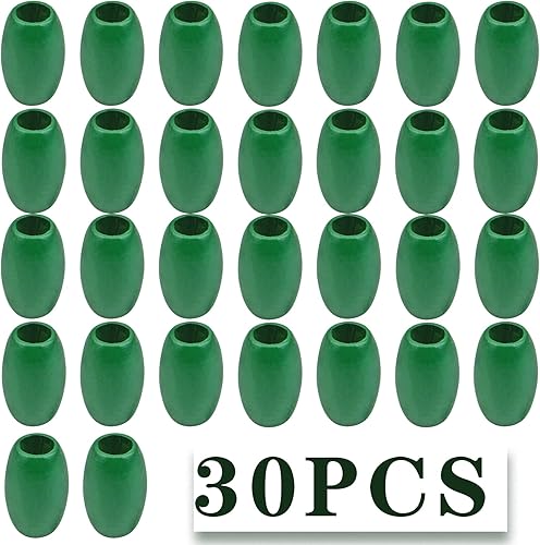 Miniatura 2 de Aylifu 30 cuentas de madera de agujero grande color verde, cuentas ovaladas de madera, cuentas espaciadoras de madera para hacer joyas hechas a