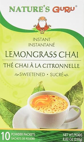 Miniatura 2 de Nature's Guru Mezcla instantánea de bebida de té chai de limoncillo, sin azúcar, 10 paquetes de bebida para llevar de una sola porción