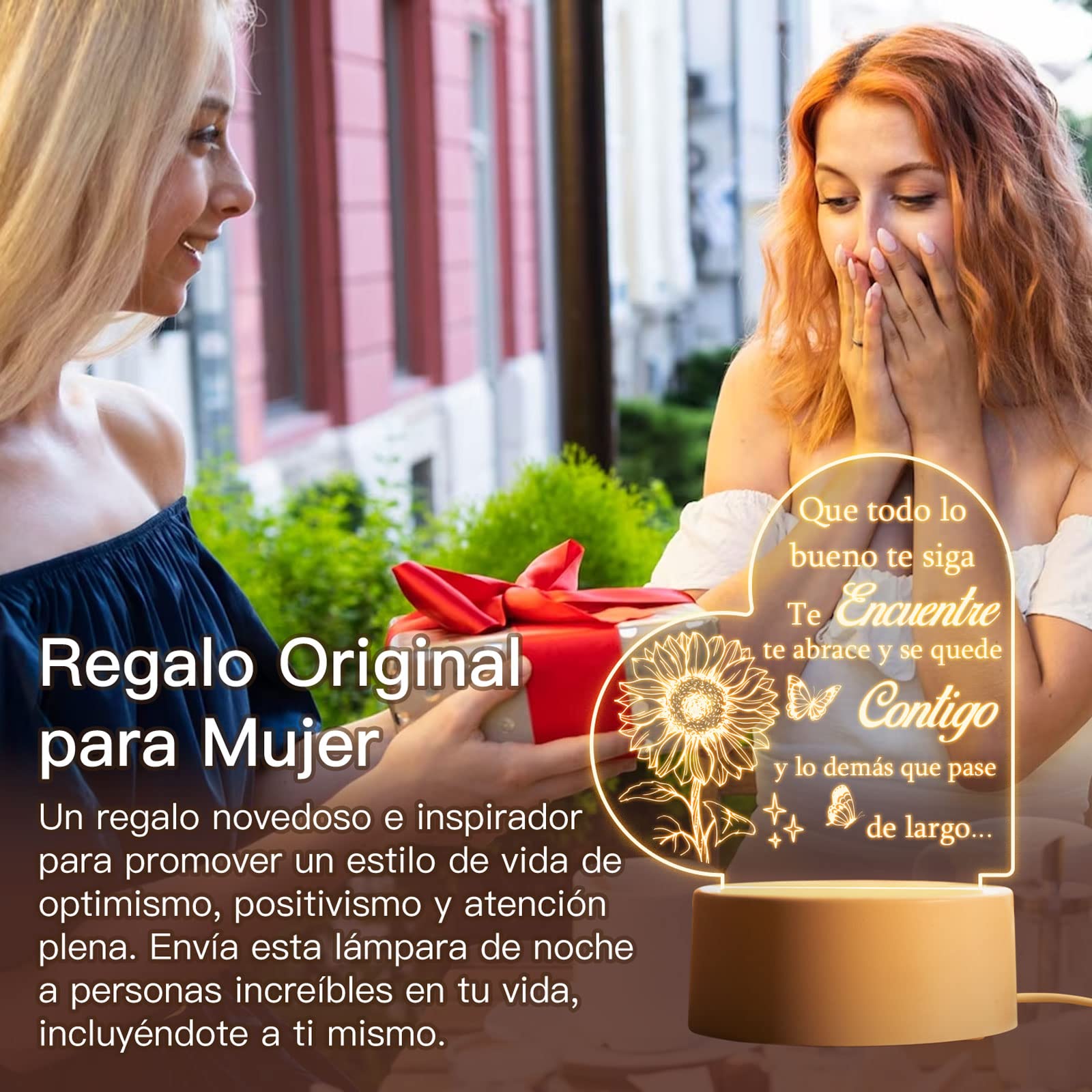 Buioata Regalo Mujer, Regalo de Reyes Magos para la Mujer, Regali Amiga Invisible Mujer- Lámpara de Noche, Ideas Regalo Cumpleaños para Amiga Madre Hermana