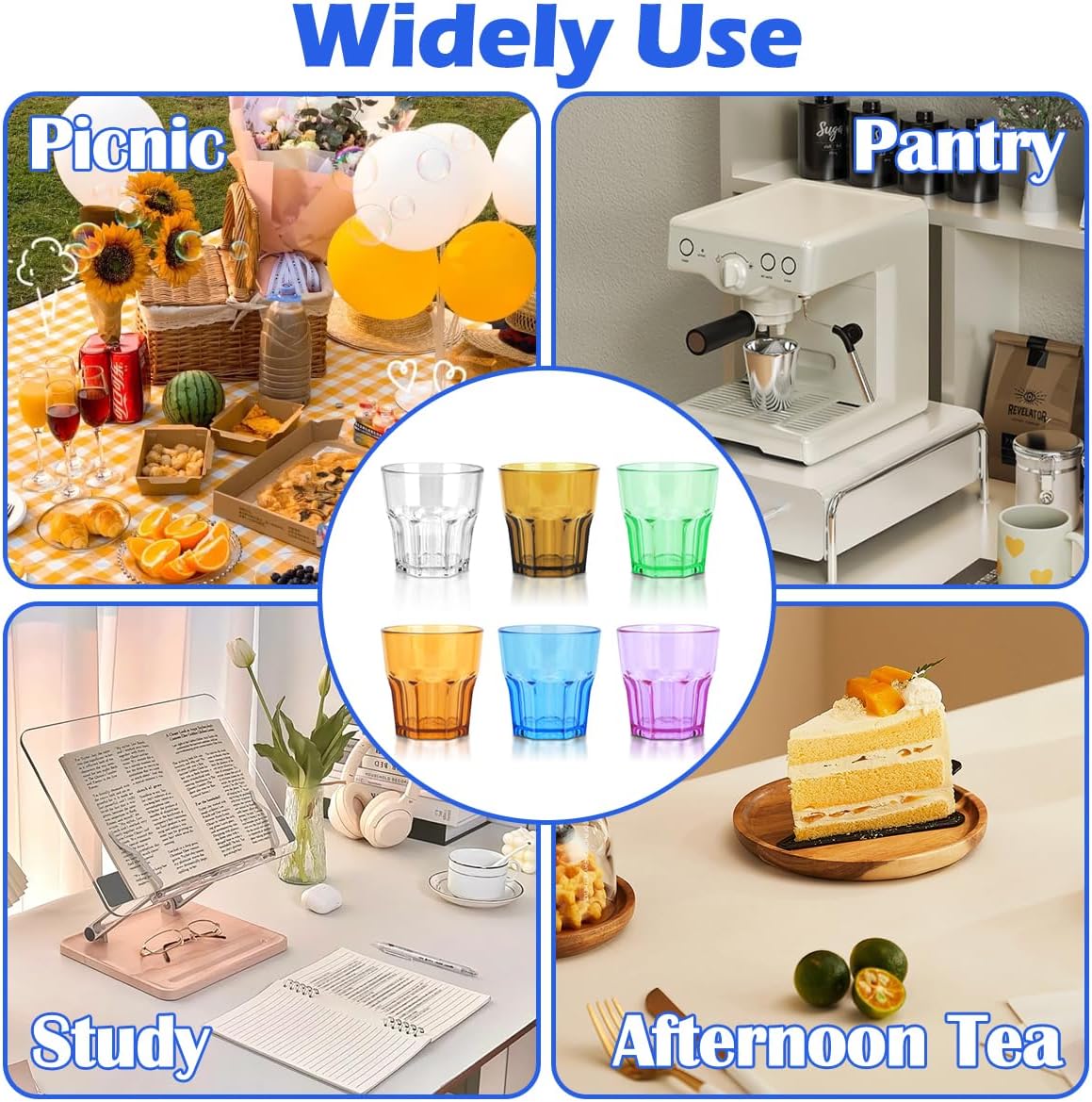 Plastic Drinking Glasses Set of 12, Unbreakable Coloured Water Tumbler, Acrylic Plastic Cups, Reusable Kids Drinking Cups for Children Kitchen Picnic Party Juice Whiskey Wine (12pc-6color-160ml/5.4oz) - Image 6