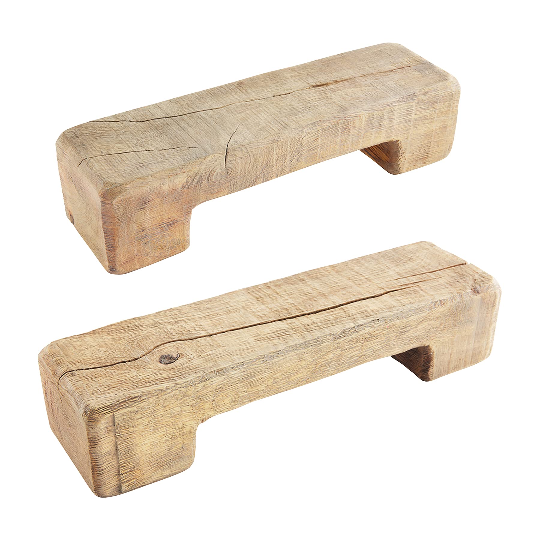 Mud Pie Reclaimed Wood Riser, Brown, Small, 13" x 3.5" x 3"