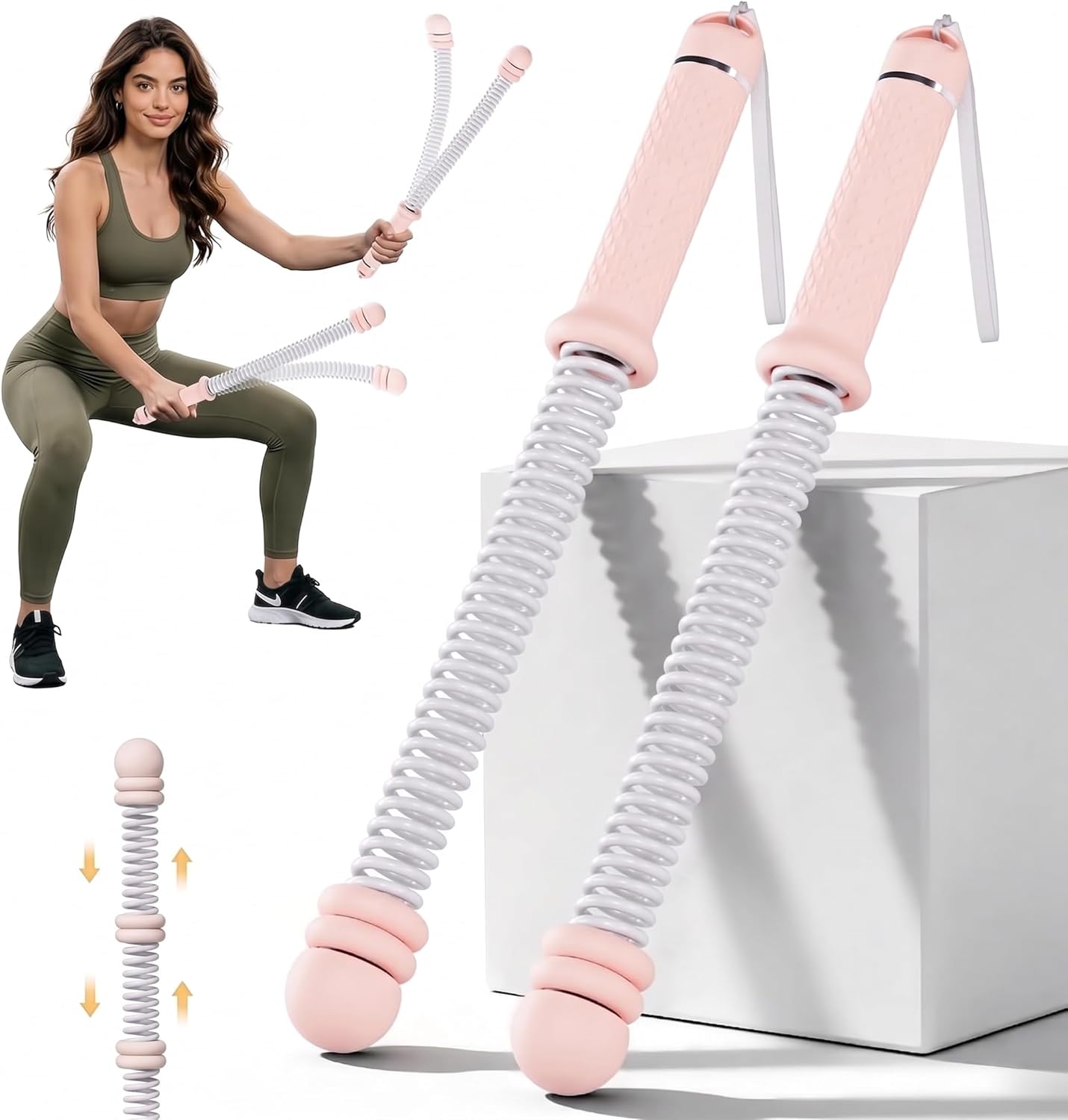 Portable Cordless Battle Ropes (Adjustable Weights) – Ropeless Weighted Exercise Equipment for Home Gym with Storage Bag | Low-Impact Workout, Strength & HIIT Training for Men & Women