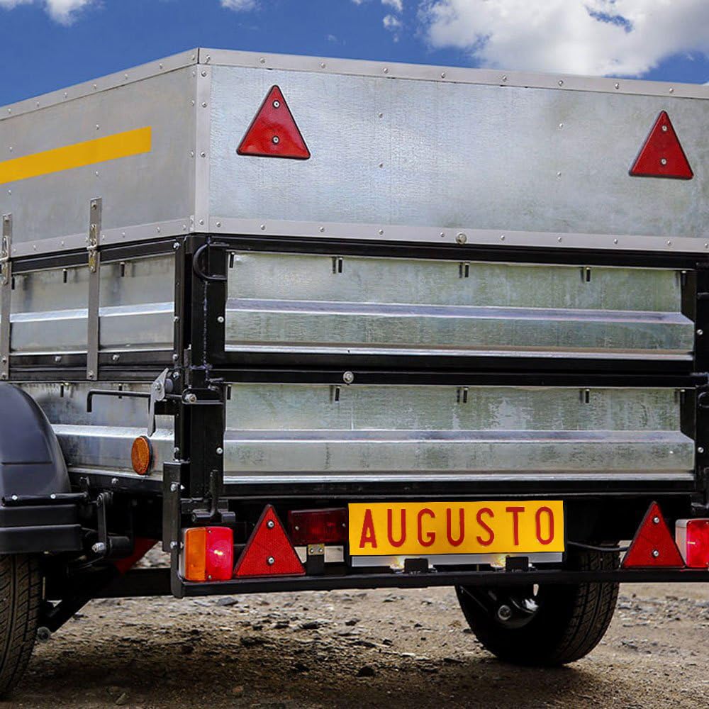 Targa Rimorchio Gialla Rifrangente A Rilievo Per Carrelli, Rimorchi, Roulotte, Portabici, Carrelli Appendice E Rimorchi Agricoli