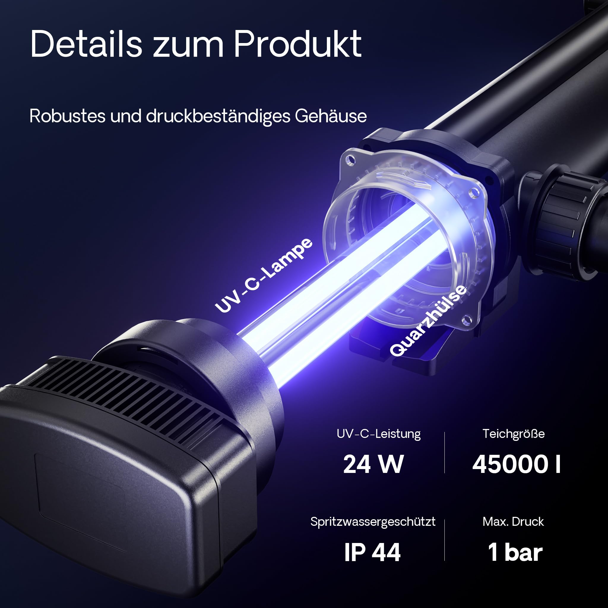 SunSun Kit complet: CBF-350B Filtre de bassin jusqu'à 60000 L Biologique, CUV-324 lampe uv UVC Clarificateur avec 24 Watt Puissance UV-C