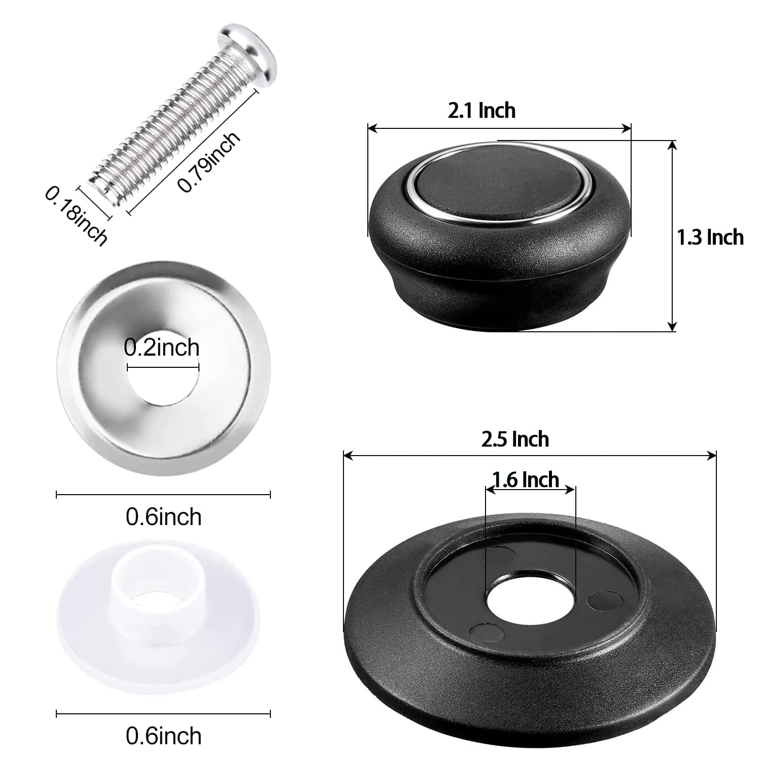 Manopola Universale Di Ricambio Per Coperchio Pentole – Bachelite Nera Con Viti E Rondella – Diametro 7,4 Cm