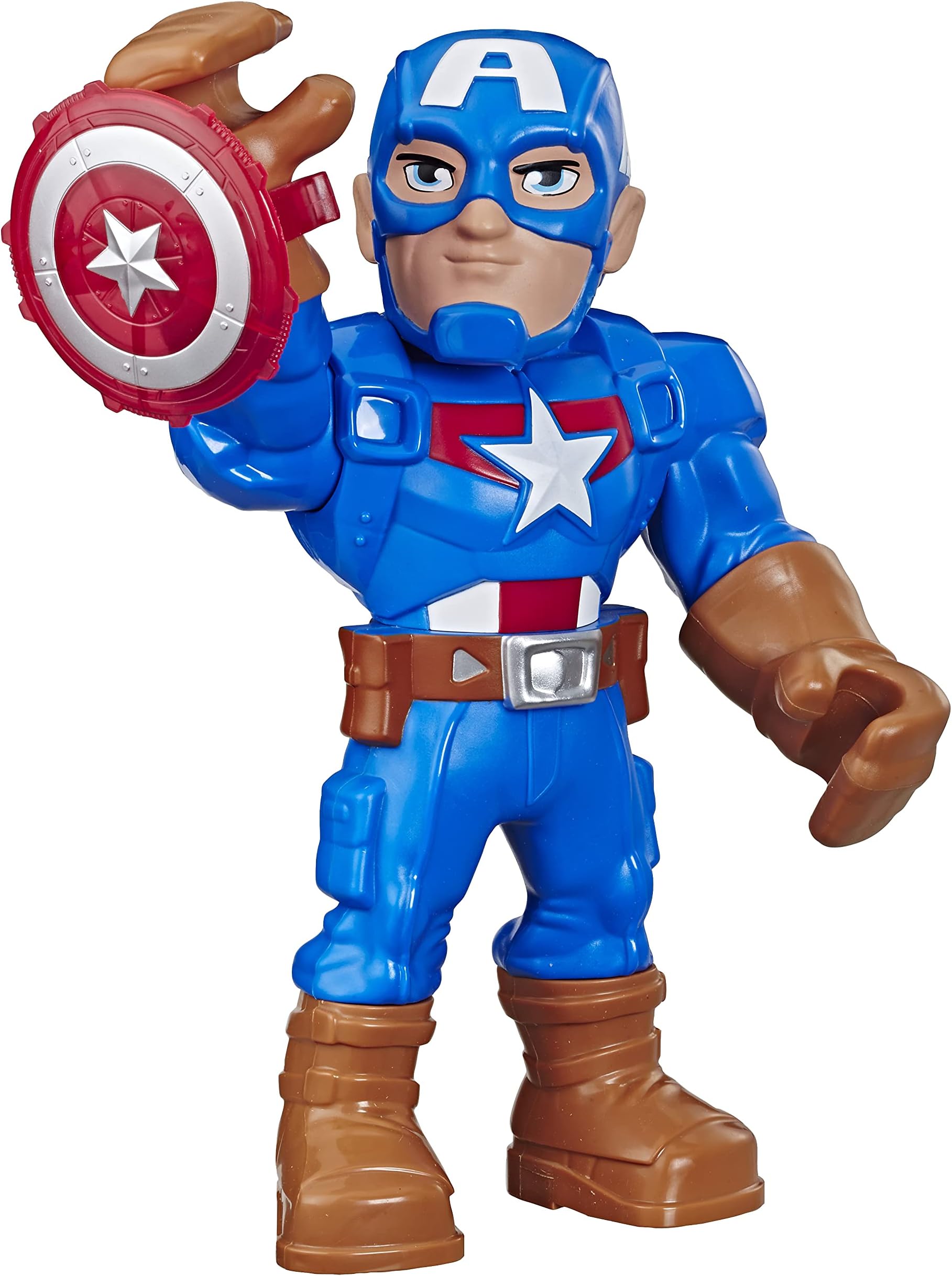 Playskool Heroes Mega Mighties Marvel Super Hero Adventures Captain America, Collectible 10-Inch Action Figure, Toys for Kids Ages 3 and Up
