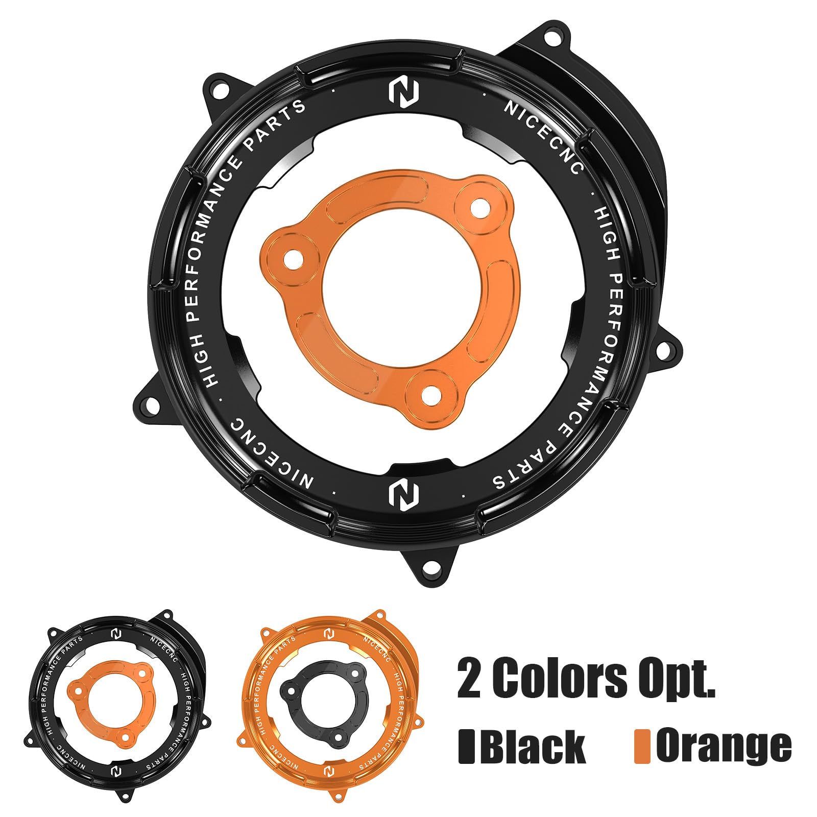 NICECNC Coperchio frizione nero trasparente e piastra di pressione compatibile with 1290 Duke R/GT 2014-2024, coperchio frizione motore trasparente compatibile with 1290 Super Adventure R/S 2017-2024,