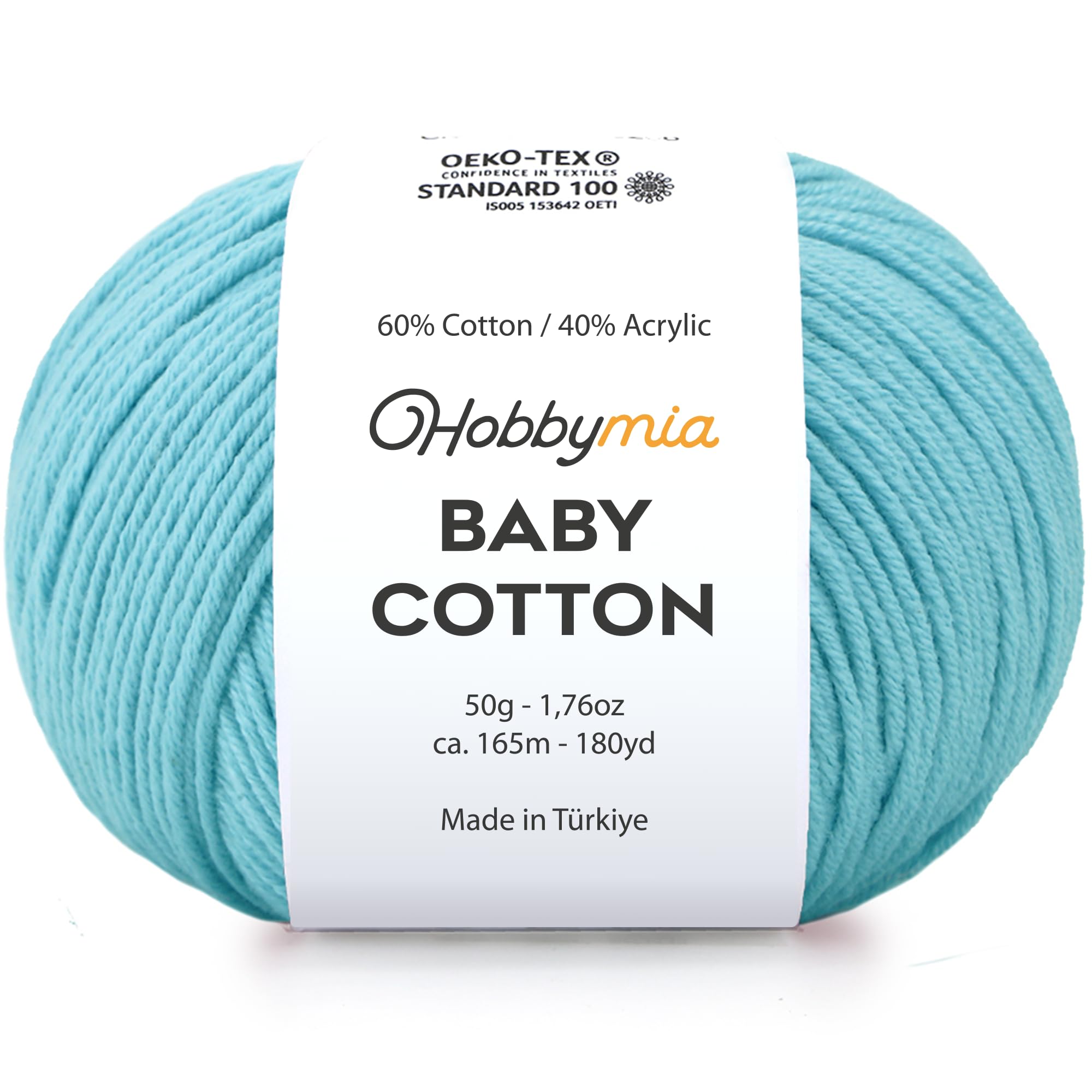 Baby Cotton Blend Yarn – Soft Sport Weight Yarn for Crochet & Amigurumi - 50g/180yds - 60% Cotton 40% Acrylic - Ideal for Baby & Knitting Proj.(Neon Green, 1 Ball) — view 85