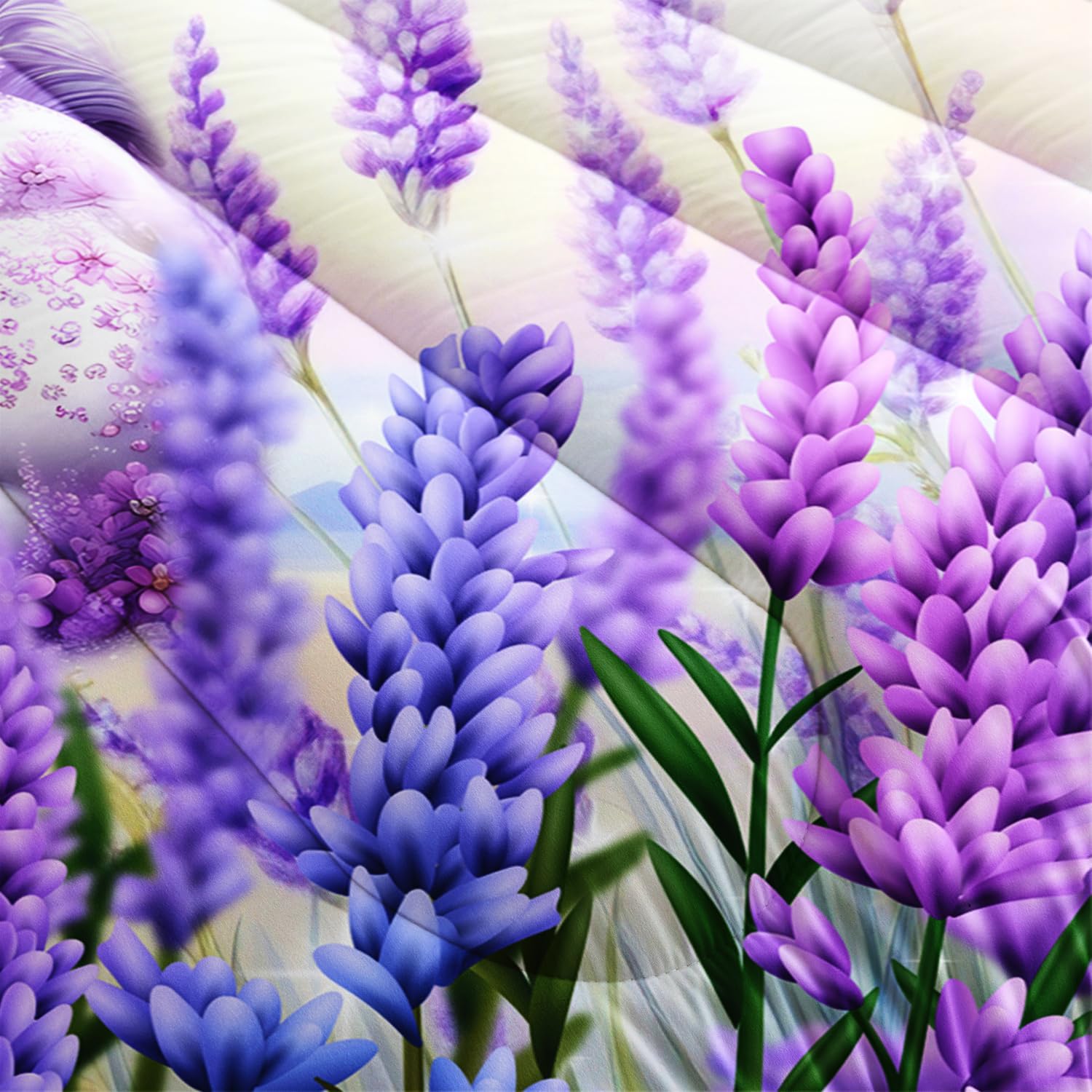 Cartoon Unicorn Bedding Twin Size for Toddler Girls Room Decor,Lavender Flash Kids Comforter Sets with 2 Pillowcases.