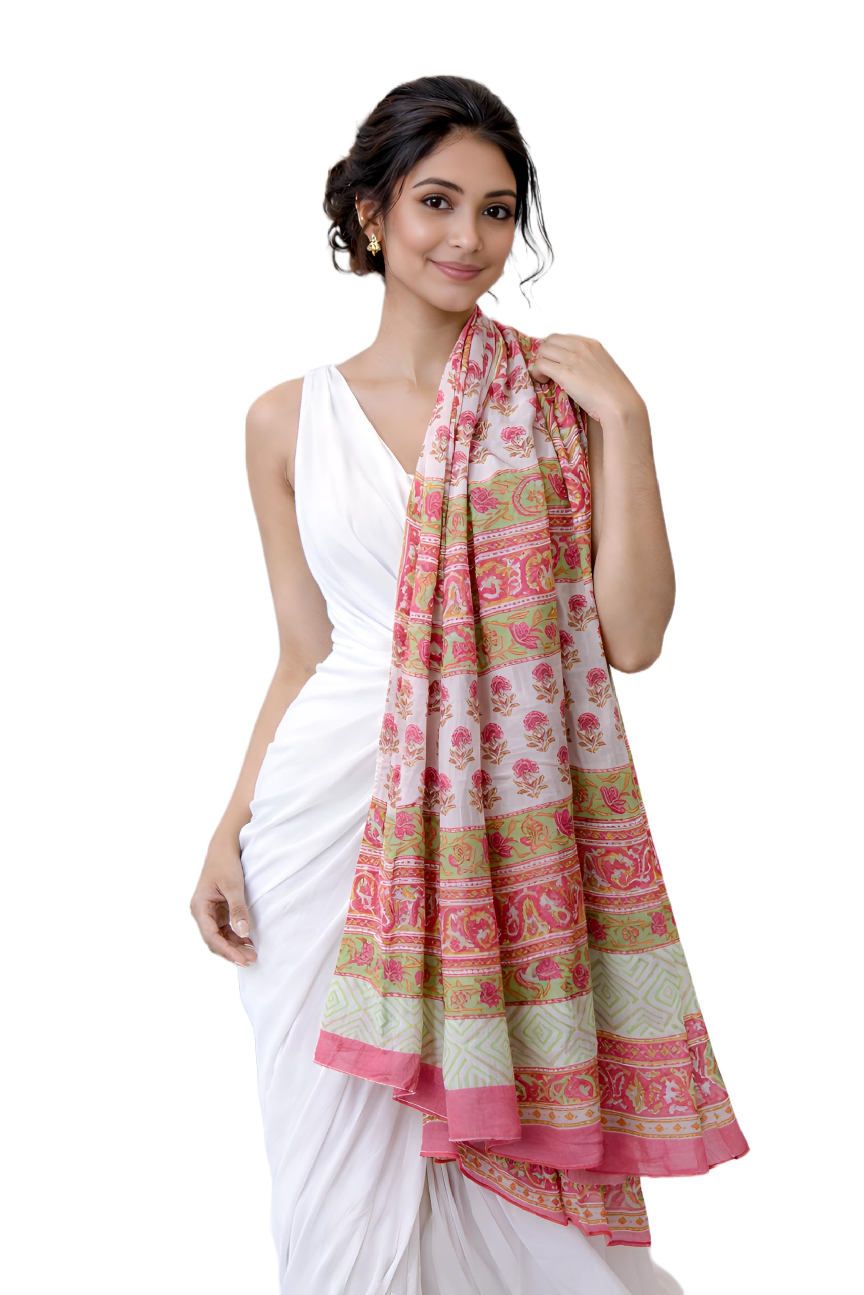 Digital Printed Pure Cotton Yarn Dupatta, Stylish/Traditional Indian Wear for Women & Girls/Bright and Fast Colours/No Colour Bleed or Fading