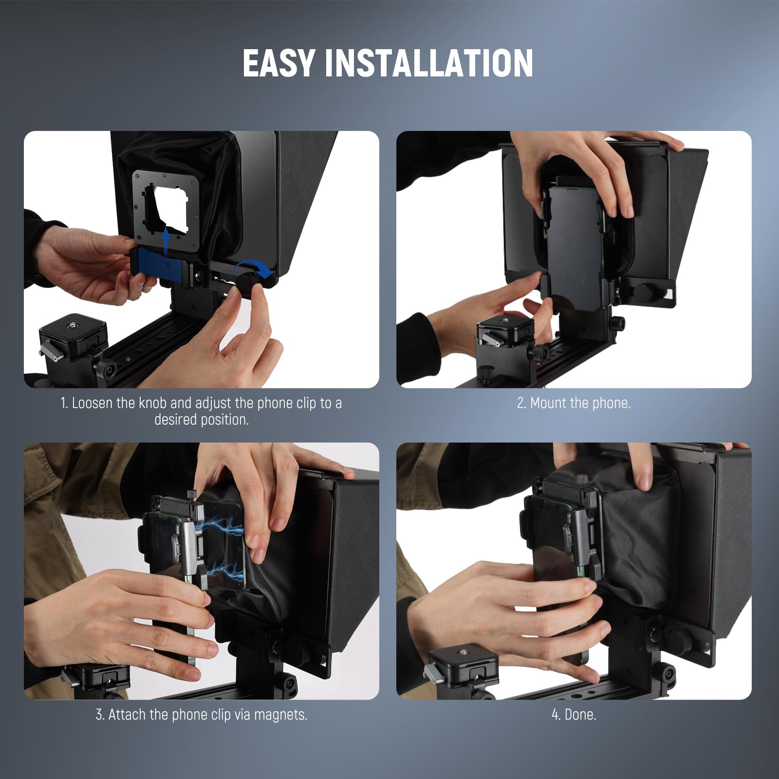 NEEWER X1 Pro II Teleprompter 9" Metall mit RT113 Fernbedienung/App Steuerung, Schnellwechsel 1s Verriegelung Arca Typ QR Platte, magnetische Telefonklemme, kompatibel mit iPhone Android Handy