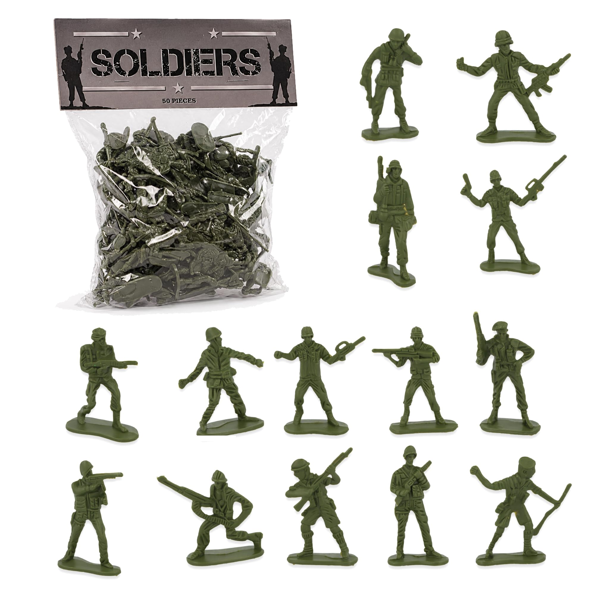 D.A.Y. Republic WWII Toy Soldiers Figures, 100 Piece Army Set, Battle Poses