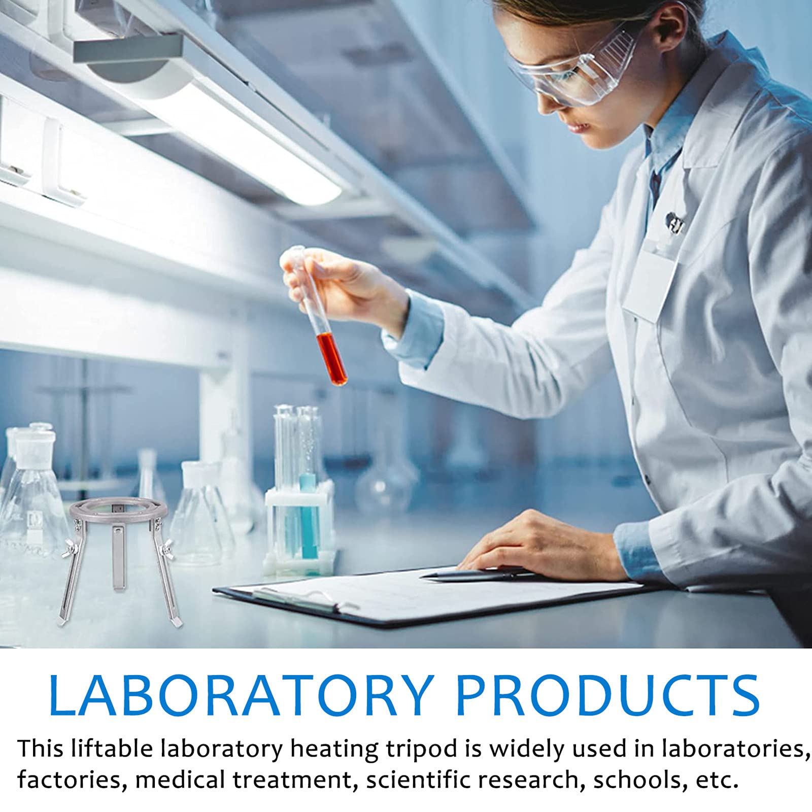 Trípode de mechero Bunsen de Laboratorio, Soporte de trípode Ajustable, aleación de Aluminio/se Puede Subir y Bajar, opción Ideal/para Escuela de experimentos de química
