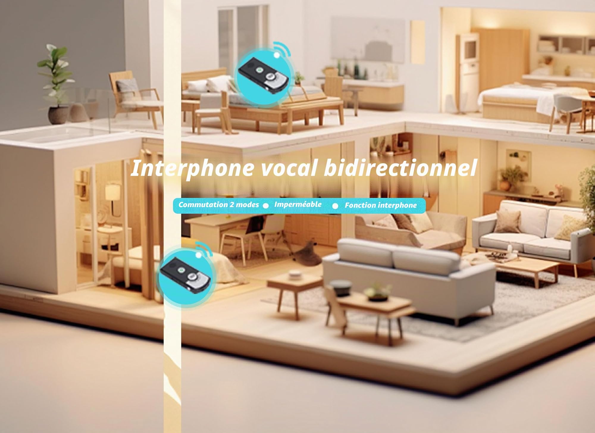 Gugxiom Interphone Vocal 2 Voies, unité D'Interphone sans Fil, Interphone sans Fil étanche, Puce D'économie D'énergie Intelligente, Interphones sans Fil pour la Maison